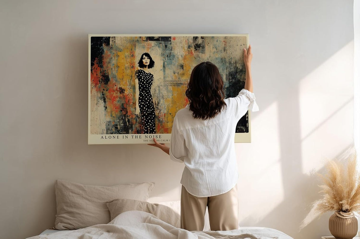 Paul Sinus Wandbild 120x80cm Frau In Abstrakter Stadt Moderne Portraitkunst LeinWandbild 120x80cm Urban Art Wanddekoration