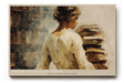 Paul Sinus Wandbild 120x80cm Frau mit Buechern Malerei modern beige literarische Kunst Kunstdruck grosses Kunstbild stilvolle Wanddekoration fuer Wohnzimmer Büro