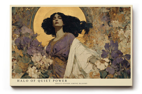 Paul Sinus Wandbild 120x80cm Frau Mit Heiligenschein Florale Kunst LeinWandbild 120x80cm Elegantes Portrait Wanddekoration