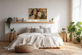 Paul Sinus Wandbild 120x80cm Frau mit Hund und Herbstblumen Romantisches Kunstmotiv Warme Farben fuer Wohnzimmer Schlafzimmer und Esszimmer