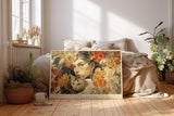Paul Sinus Wandbild 120x80cm Frau Mit Katze Blumen Kunst LeinWandbild 120x80cm Romantisches Portrait Wanddekoration