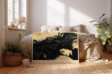 Paul Sinus Wandbild 120x80cm Frau mit langen Haaren moderne Illustration schwarz beige poetische Kunst grosses Kunstbild stilvolle Wanddekoration fuer Wohnzimmer Büro