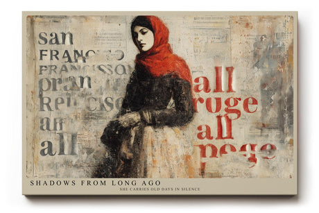 Paul Sinus Wandbild 120x80cm Frau Mit Rotem Schal Vintage Collage LeinWandbild 120x80cm Urban Art Wanddekoration