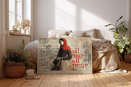 Paul Sinus Wandbild 120x80cm Frau Mit Rotem Schal Vintage Collage LeinWandbild 120x80cm Urban Art Wanddekoration