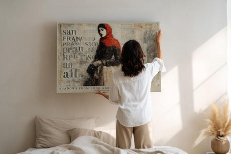 Paul Sinus Wandbild 120x80cm Frau Mit Rotem Schal Vintage Collage LeinWandbild 120x80cm Urban Art Wanddekoration