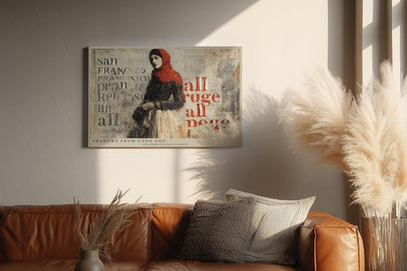 Paul Sinus Wandbild 120x80cm Frau Mit Rotem Schal Vintage Collage LeinWandbild 120x80cm Urban Art Wanddekoration
