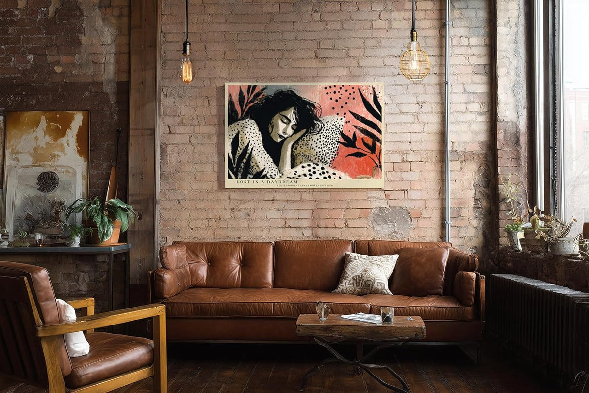 Paul Sinus Wandbild 120x80cm Frau Portraet Illustration moderne Kunst vertrauemte Szene grafisches Kunstmotiv stilvolle Wanddekoration fuer Wohnzimmer Büro