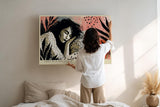 Paul Sinus Wandbild 120x80cm Frau Portraet Illustration moderne Kunst vertrauemte Szene grafisches Kunstmotiv stilvolle Wanddekoration fuer Wohnzimmer Büro