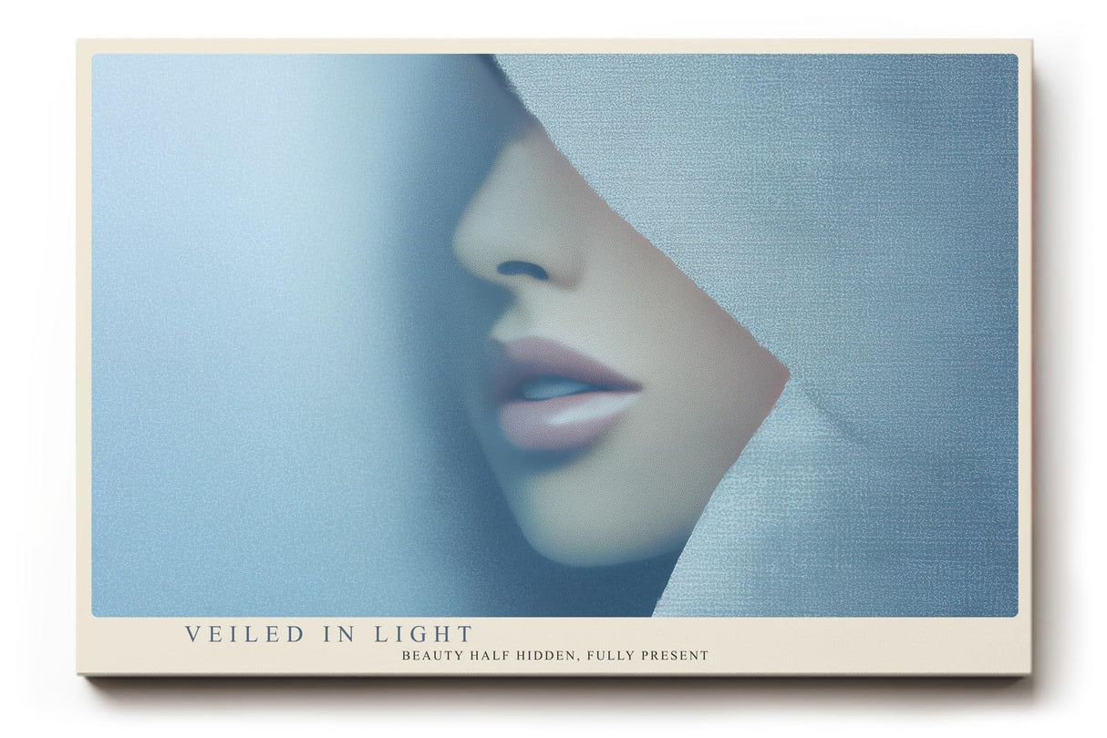 Paul Sinus Wandbild 120x80cm Frau Portrait minimalistische Kunst weiche Blautoene modernes Gesicht abstrakte Eleganz Wanddekoration fuer Wohnzimmer Büro