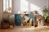 Paul Sinus Wandbild 120x80cm Frau Portrait moderne expressionistische Malerei elegante Farben kuenstlerisches Portrait Kunstbild stilvolle Wanddekoration fuer Wohnzimmer Büro