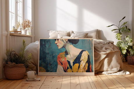 Paul Sinus Wandbild 120x80cm Frau Portrait moderne expressionistische Malerei elegante Farben kuenstlerisches Portrait Kunstbild stilvolle Wanddekoration fuer Wohnzimmer Büro