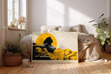 Paul Sinus Wandbild 120x80cm Frau Silhouette moderne Kunst gelb schwarz Mond Landschaft kuenstlerisches Portrait Wanddekoration fuer Wohnzimmer Büro
