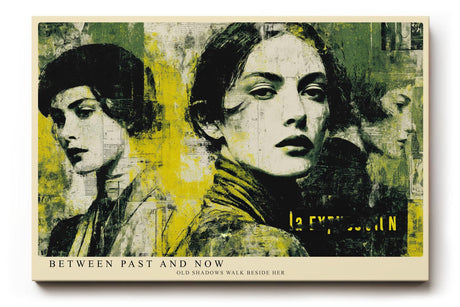 Paul Sinus Wandbild 120x80cm Frauen Portrait Collage in Gelb Schwarz Vintage Moderne Kunst für Wohnzimmer Schlafzimmer Büro