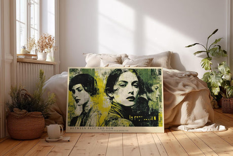Paul Sinus Wandbild 120x80cm Frauen Portrait Collage in Gelb Schwarz Vintage Moderne Kunst für Wohnzimmer Schlafzimmer Büro