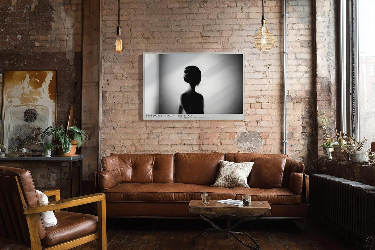 Paul Sinus Wandbild 120x80cm Frauen Silhouette Schwarz Weiss Fotokunst elegantes Portrait Poster minimalistische Wanddekoration fuer Wohnzimmer Schlafzimmer Büro