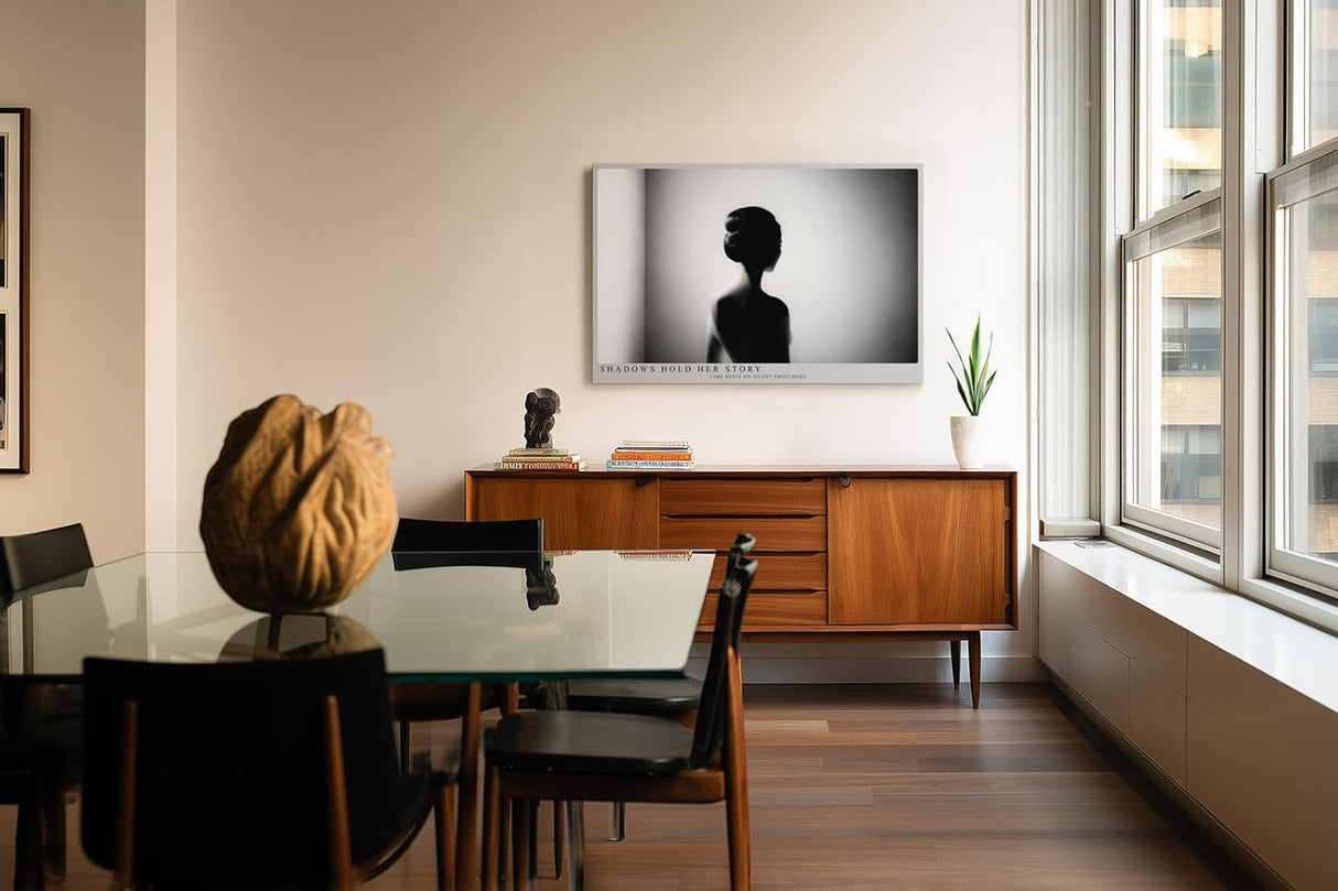 Paul Sinus Wandbild 120x80cm Frauen Silhouette Schwarz Weiss Fotokunst elegantes Portrait Poster minimalistische Wanddekoration fuer Wohnzimmer Schlafzimmer Büro