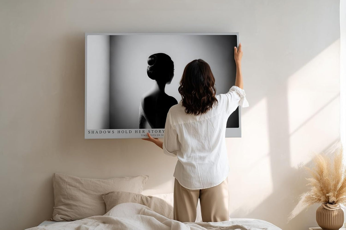 Paul Sinus Wandbild 120x80cm Frauen Silhouette Schwarz Weiss Fotokunst elegantes Portrait Poster minimalistische Wanddekoration fuer Wohnzimmer Schlafzimmer Büro
