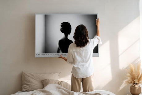 Paul Sinus Wandbild 120x80cm Frauen Silhouette Schwarz Weiss Fotokunst elegantes Portrait Poster minimalistische Wanddekoration fuer Wohnzimmer Schlafzimmer Büro