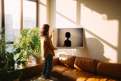 Paul Sinus Wandbild 120x80cm Frauen Silhouette Schwarz Weiss Fotokunst elegantes Portrait Poster minimalistische Wanddekoration fuer Wohnzimmer Schlafzimmer Büro