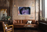Paul Sinus Wandbild 120x80cm Frauenportraet nach Regen emotionale Fotokunst moderne Portrait Fotografie violette Farben stilvolle Wanddekoration fuer Wohnzimmer Büro