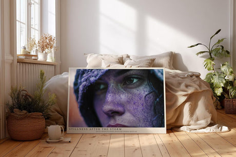 Paul Sinus Wandbild 120x80cm Frauenportraet nach Regen emotionale Fotokunst moderne Portrait Fotografie violette Farben stilvolle Wanddekoration fuer Wohnzimmer Büro