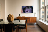 Paul Sinus Wandbild 120x80cm Frauenportraet nach Regen emotionale Fotokunst moderne Portrait Fotografie violette Farben stilvolle Wanddekoration fuer Wohnzimmer Büro