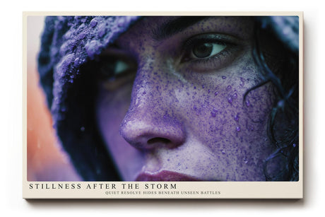 Paul Sinus Wandbild 120x80cm Frauenportraet nach Regen emotionale Fotokunst moderne Portrait Fotografie violette Farben stilvolle Wanddekoration fuer Wohnzimmer Büro