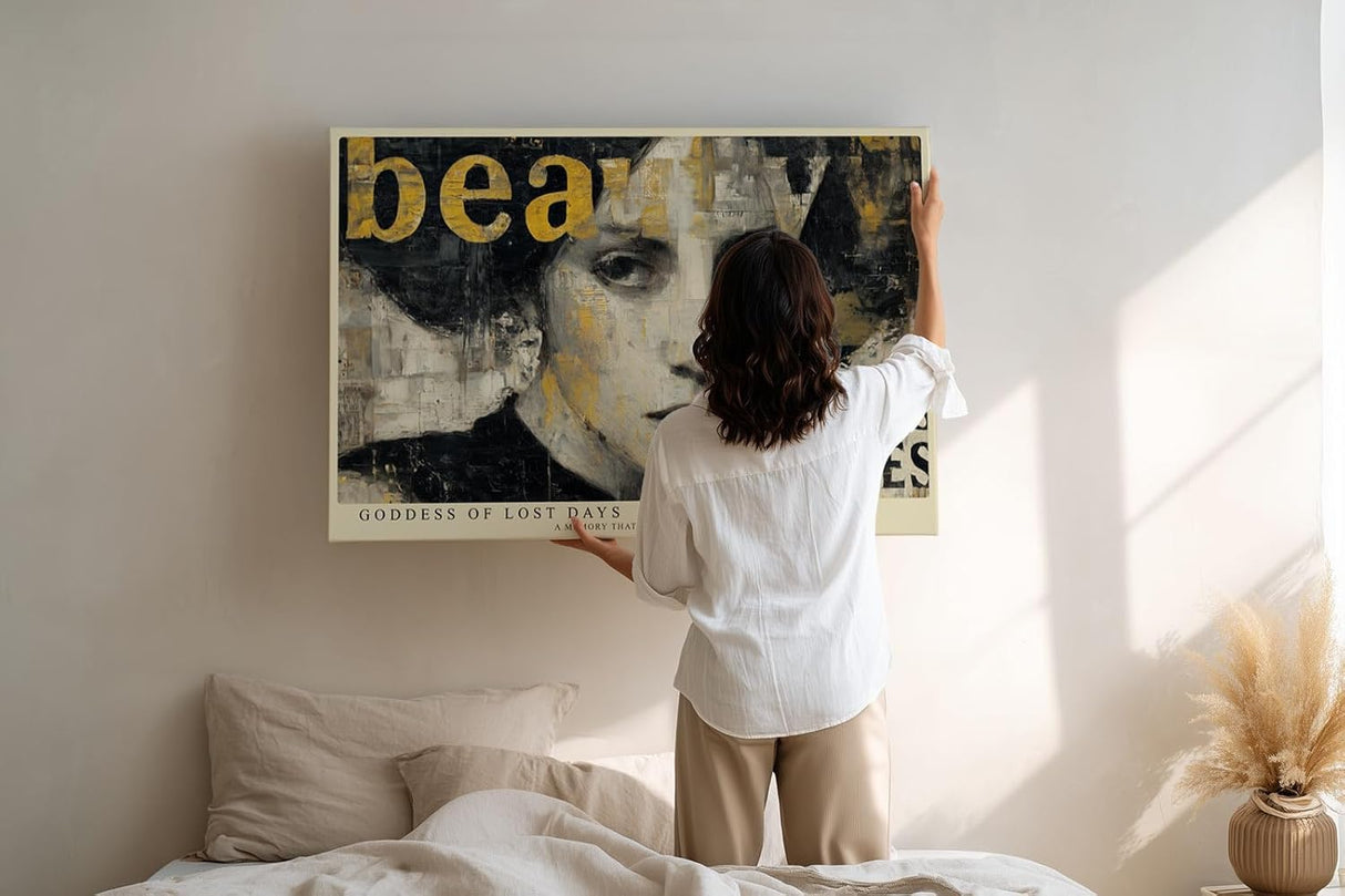 Paul Sinus Wandbild 120x80cm Frauenportrait Collage Moderne Kunst LeinWandbild 120x80cm Urban Art Wanddekoration
