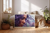 Paul Sinus Wandbild 120x80cm Frauenportrait Regen Fotokunst modern violett emotionale Kunst Kunstdruck grosses Kunstbild stilvolle Wanddekoration fuer Wohnzimmer Büro