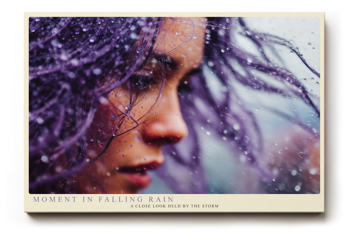 Paul Sinus Wandbild 120x80cm Frauenportrait Regen Fotokunst modern violett emotionale Kunst Kunstdruck grosses Kunstbild stilvolle Wanddekoration fuer Wohnzimmer Büro