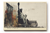 Paul Sinus Wandbild 120x80cm Freiheitsstatue Moderne Stadt Kunst LeinWandbild 120x80cm New York Szene Wanddekoration