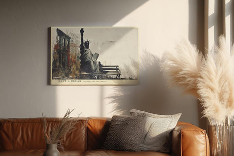 Paul Sinus Wandbild 120x80cm Freiheitsstatue Moderne Stadt Kunst LeinWandbild 120x80cm New York Szene Wanddekoration
