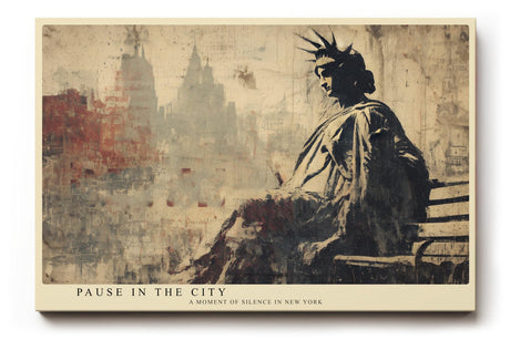 Paul Sinus Wandbild 120x80cm Freiheitsstatue New York Vintage Stadt Kunst Abstrakte Skyline Wanddekoration