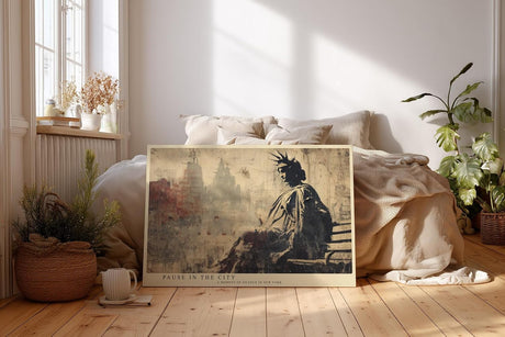 Paul Sinus Wandbild 120x80cm Freiheitsstatue New York Vintage Stadt Kunst Abstrakte Skyline Wanddekoration