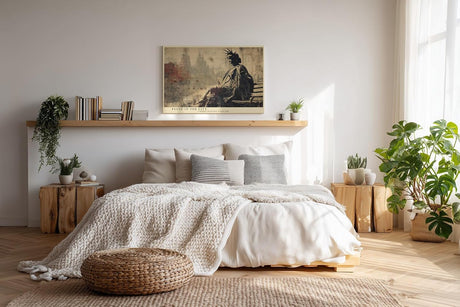 Paul Sinus Wandbild 120x80cm Freiheitsstatue New York Vintage Stadt Kunst Abstrakte Skyline Wanddekoration