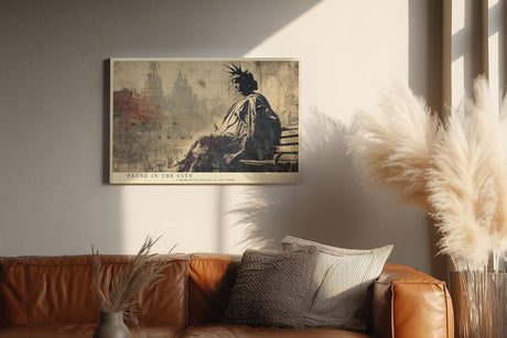 Paul Sinus Wandbild 120x80cm Freiheitsstatue New York Vintage Stadt Kunst Abstrakte Skyline Wanddekoration