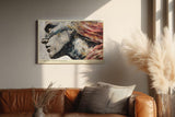Paul Sinus Wandbild 120x80cm Freiheitsstatue Porträt – Künstlerische Collage mit historischer Symbolkraft