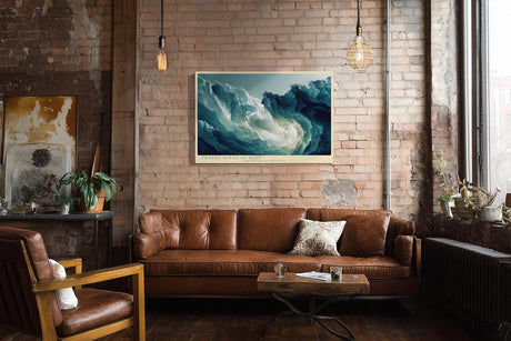 Paul Sinus Wandbild 120x80cm Frozen Surge of Blue Abstrakte Eis und Wasser Struktur Kunst Modernes Natur Wandbild 120x80cm fuer Wohnzimmer und Büro
