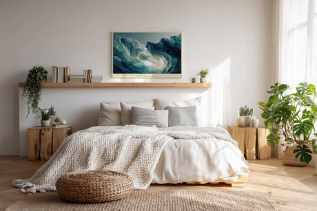 Paul Sinus Wandbild 120x80cm Frozen Surge of Blue Abstrakte Eis und Wasser Struktur Kunst Modernes Natur Wandbild 120x80cm fuer Wohnzimmer und Büro