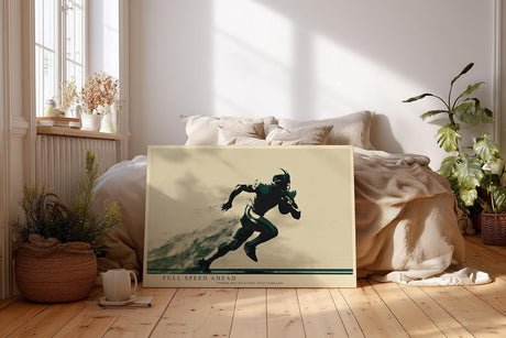 Paul Sinus Wandbild 120x80cm Full Speed Ahead American Football Spieler Dynamische Sport Kunst fuer Wohnzimmer Büro und Fitnessraum