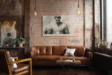 Paul Sinus Wandbild 120x80cm Fussballspieler Portrait moderne Sport Kunst monochrome Illustration Wanddekoration Wohnzimmer Büro