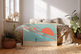 Paul Sinus Wandbild 120x80cm futuristische Landschaft Planet Saturn modern minimalistische Weltraum Kunst grosses Science Fiction Kunstbild Wanddekoration fuer Wohnzimmer Büro