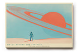 Paul Sinus Wandbild 120x80cm futuristische Landschaft Planet Saturn modern minimalistische Weltraum Kunst grosses Science Fiction Kunstbild Wanddekoration fuer Wohnzimmer Büro