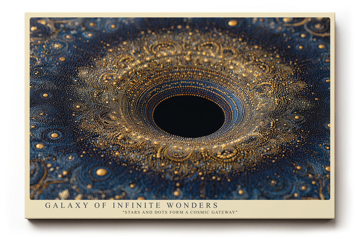 Paul Sinus Wandbild Galaxy of Infinite Wonders abstraktes Universumsmotiv mit goldenen Punkten und kosmischer Tiefe