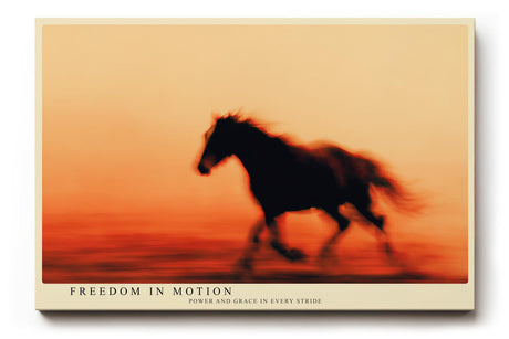 Paul Sinus Wandbild 120x80cm galoppierendes Pferd Silhouette im Sonnenuntergang dynamische Tier Fotokunst in warmen Orangetönen modernes Pferdebild für Wohnzimmer Büro