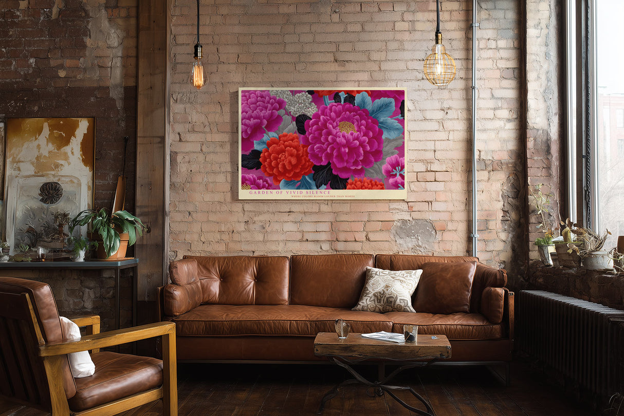 Paul Sinus Wandbild Garden of Vivid Silence Bold Floral Harmony in Vibrant Red and Pink Beauty