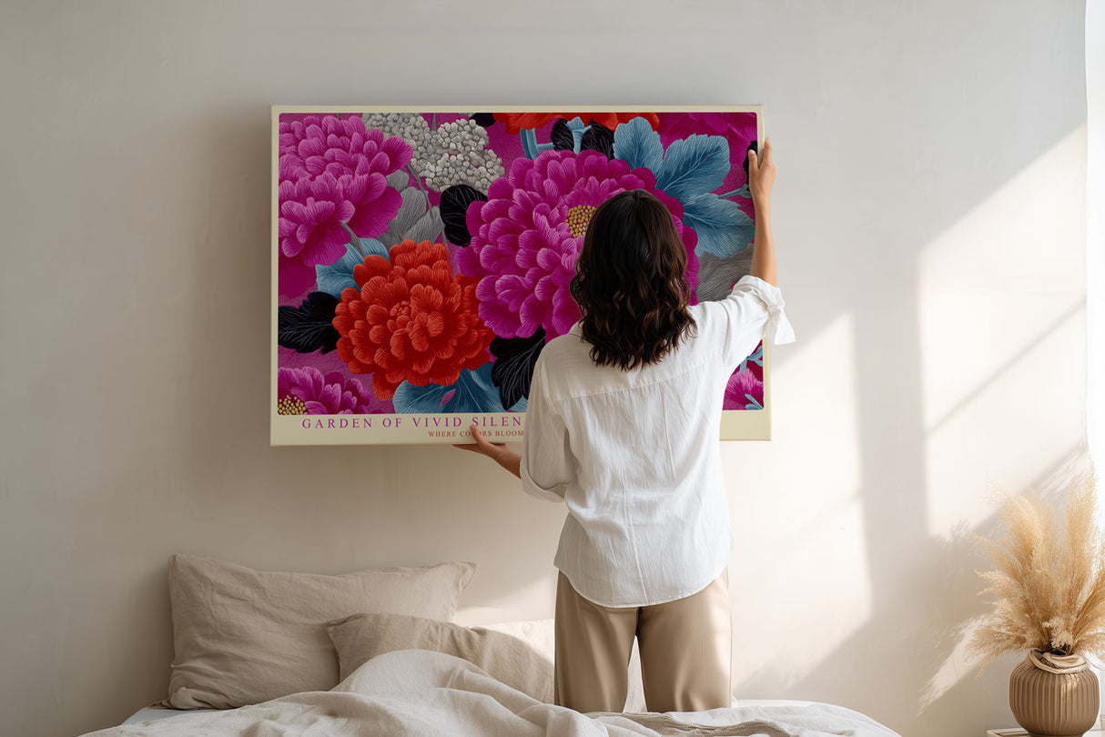 Paul Sinus Wandbild Garden of Vivid Silence Bold Floral Harmony in Vibrant Red and Pink Beauty