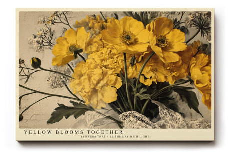 Paul Sinus Wandbild 120x80cm Gelbe Blumen Stillleben Vintage Florale Kunst Warmes Blumenmotiv Kunstdruck Poster Grosse Wanddekoration fuer Wohnzimmer Schlafzimmer Büro