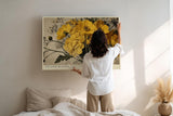 Paul Sinus Wandbild 120x80cm Gelbe Blumen Stillleben Vintage Florale Kunst Warmes Blumenmotiv Kunstdruck Poster Grosse Wanddekoration fuer Wohnzimmer Schlafzimmer Büro