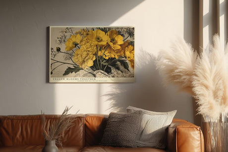 Paul Sinus Wandbild 120x80cm Gelbe Blumen Stillleben Vintage Florale Kunst Warmes Blumenmotiv Kunstdruck Poster Grosse Wanddekoration fuer Wohnzimmer Schlafzimmer Büro